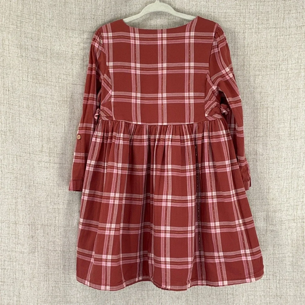 OshKosh B'gosh Red Plaid Button Front Dress Toddler Girls Size 4T Set of 2‎